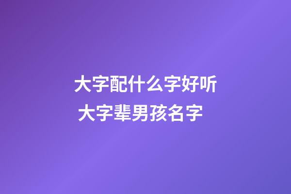 大字配什么字好听 大字辈男孩名字